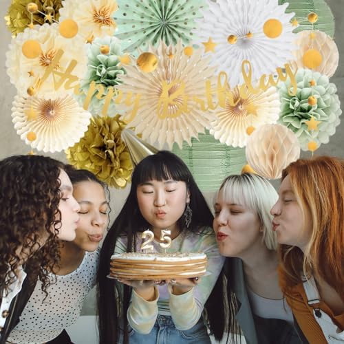 Sage Green and Gold Birthday Party Decorations