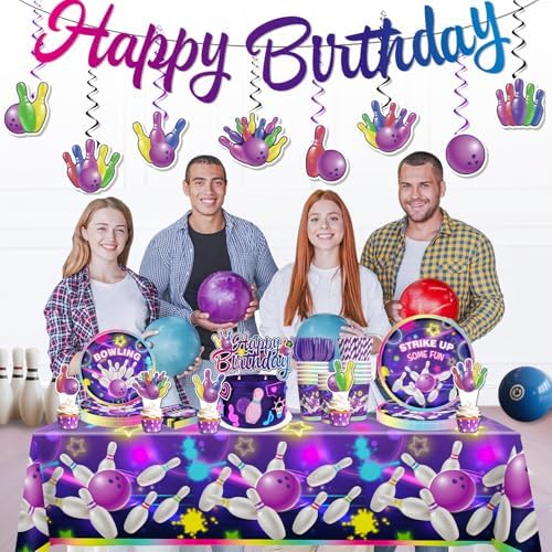 187PCS Bowling Party Decorations Set for 25 Guests
