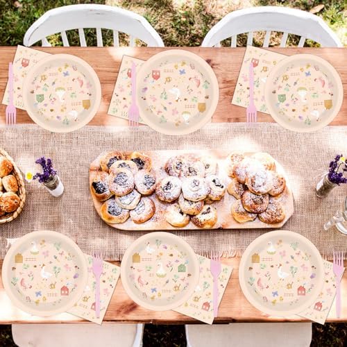 96 Pcs Farm Animal Themed Dinnerware Set for 24 Guests