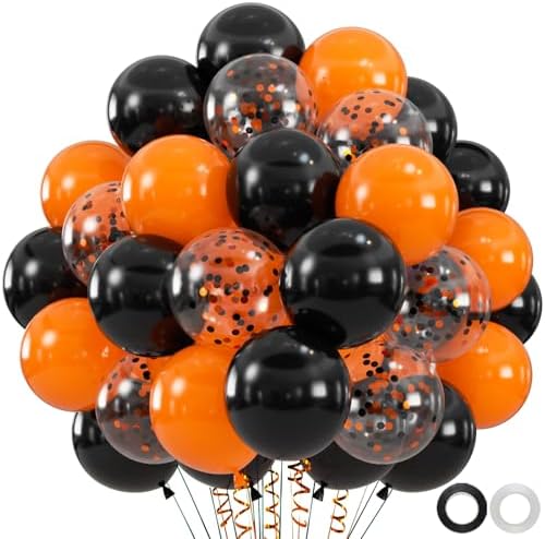60pcs Black Orange Balloons Halloween Party Decorations