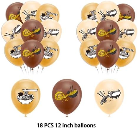 Ramen Birthday Decorations with Balloons and Toppers