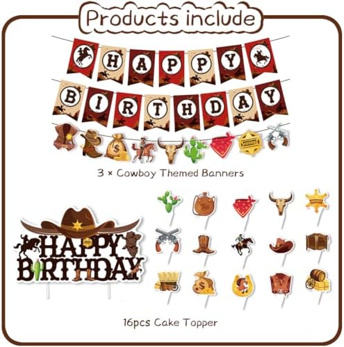 40PCS Cowboy Birthday Party Decorations Set