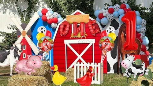 Farm Animal Balloons Cow Pig Duck Rooster 1st Birthday Decor
