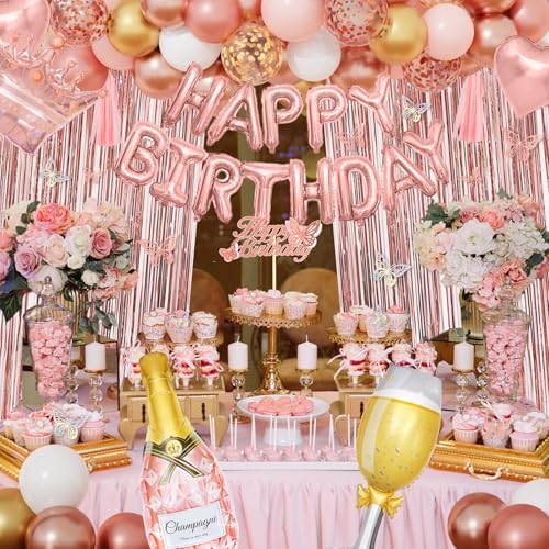 Rose Gold Birthday Decorations for Women Girls