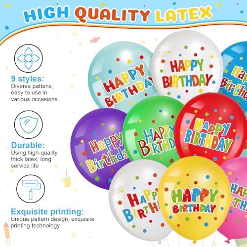 45 Pcs Happy Birthday Latex Balloons 12 Inch Decor