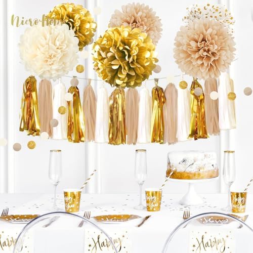 White Gold Tassel Garland Set for Wedding Decor