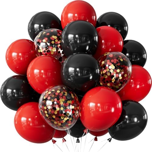 Red and Black Balloons - 12 Inch Latex Party Decorations