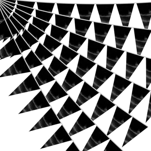 Black Triangle Pennant Banner Set 65FT for Events