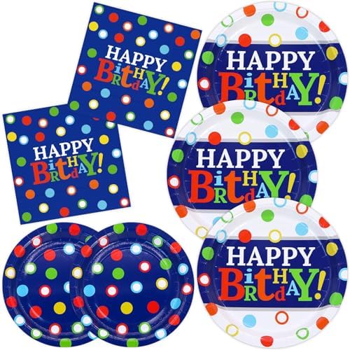 DYLIVeS 50 Guest Birthday Plates Napkins Set
