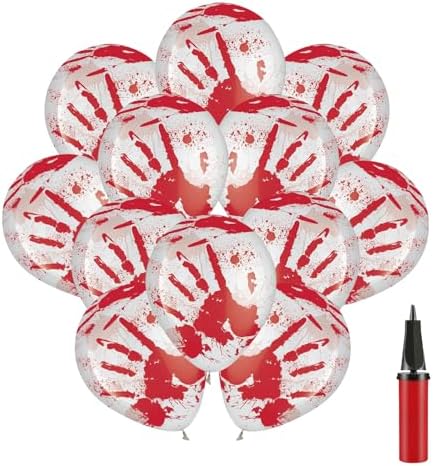 Leesoot 12pcs 12inch Blood Handprint Balloons Halloween Party Decor