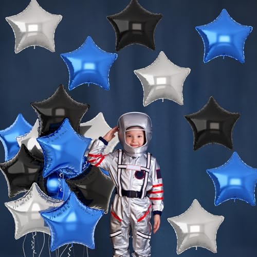 TAOYE Blue Black Star Foil Balloons 12Pcs 18Inch Set