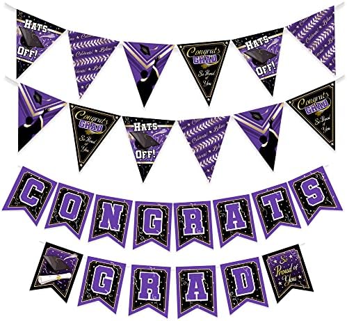 Treasures Gifted Purple Graduation Decorations Set of 3