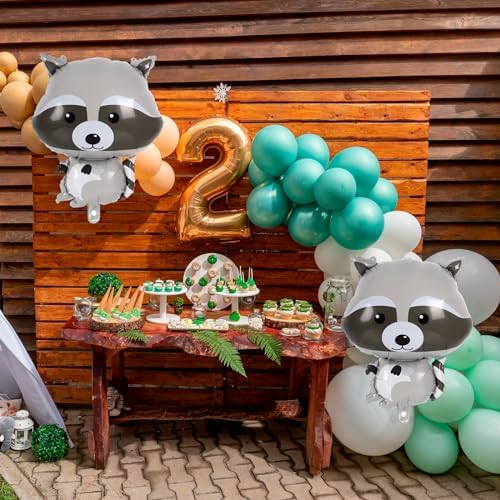 AIQINHU Raccoon Balloons 6 Pcs Foil Animal Decorations