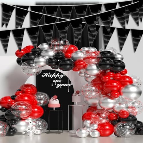 Black Triangle Pennant Banner Set 65FT for Events