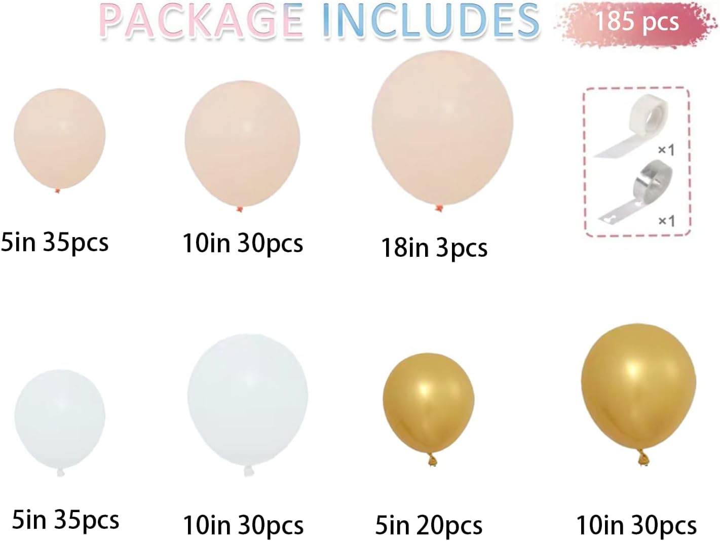 Cream Golden Balloons Garland Arch Kit for Celebrations