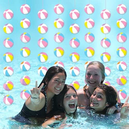 8pcs Pink Beach Ball Party Garlands for Summer Celebrations