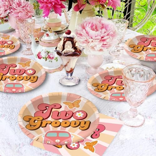 40PCS Two Groovy Boho Party Tableware Set