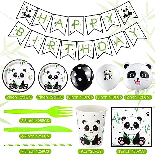 Buryeah Panda Birthday Party Supplies Set