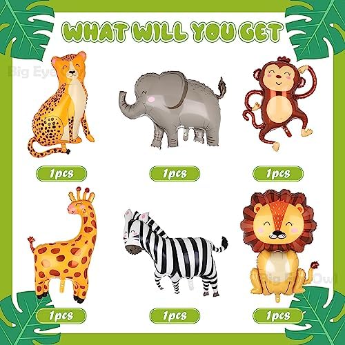Jungle Safari Animal Balloons Birthday Decor Kit
