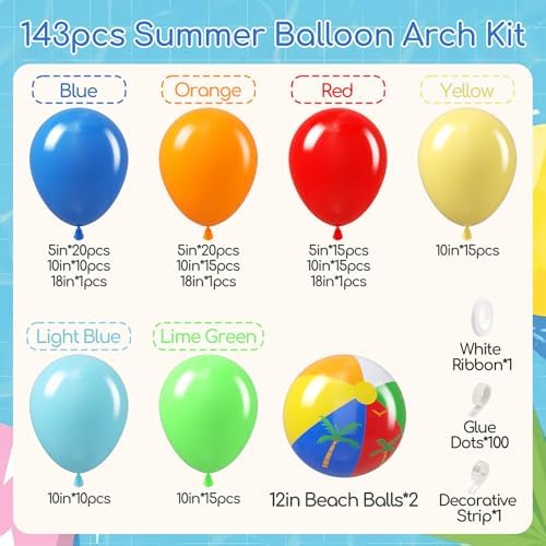 143pcs Pool Party Balloon Arch Decor
