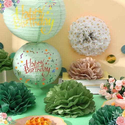 Glooglitter 26 Pcs Sage Green Party Decorations