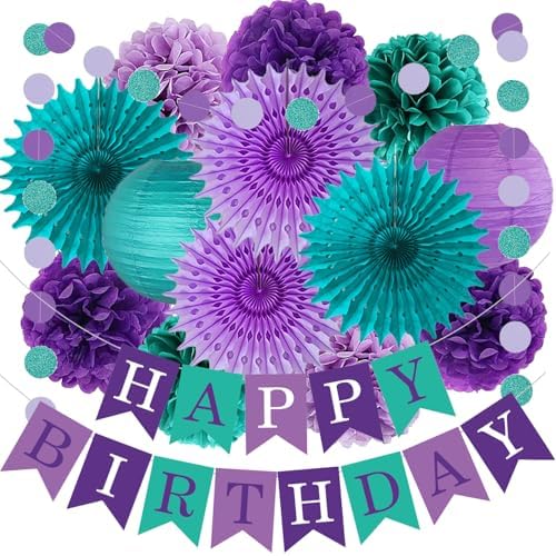 Teal Purple Lavender Mermaid Party Decorations Set