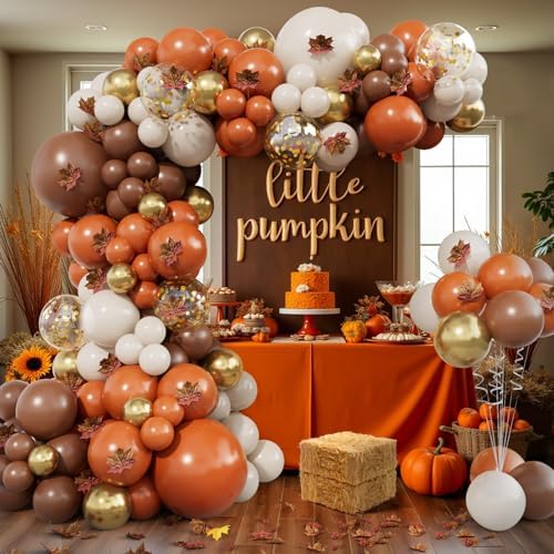 215pcs Fall Balloon Arch Kit with Maple Leaves