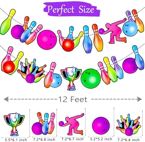 Neon Bowling Party Banners 2PCS Rainbow Birthday Decorations