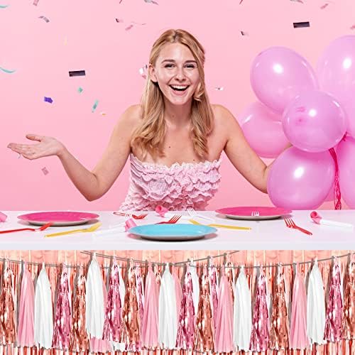 4P Pink White Peach Rose Gold Tassel Garland for Parties