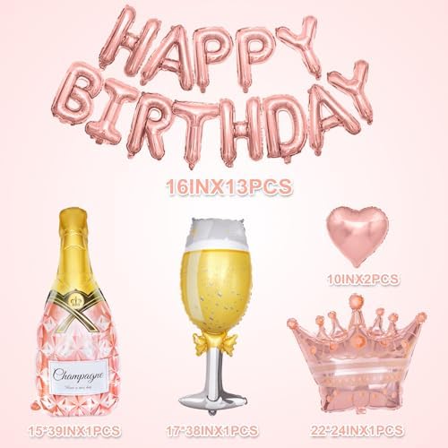 Rose Gold Birthday Decorations for Women Girls