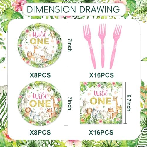 48Pcs Wild One Party Supplies for 16 Guests