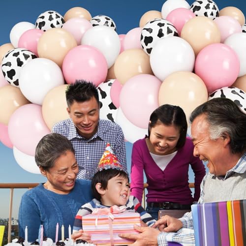 12 Inch Pastel Pink Cow Print Latex Balloons Pack of 50