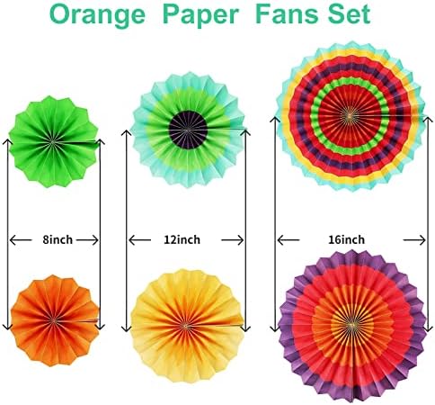 LRCXL 12PCS Colorful Party Paper Fans Set