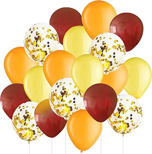 Fall Birthday Balloons with Burgundy Gold Orange Decor