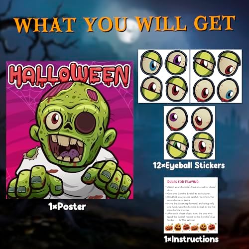 Halloween Party Decorations - Zombie Eyeball Game Poster Set
