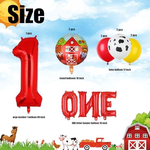 Farm Animal Balloons Cow Pig Duck Rooster 1st Birthday Decor