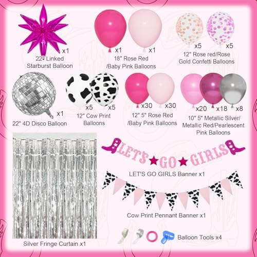 137Pcs Cowgirl Party Decor Kit with Balloons and Arch