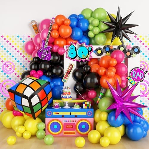 90s 80s Retro Balloon Arch Kit with 4D Dice Balloons