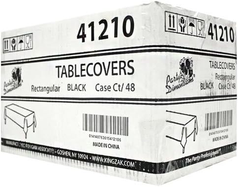 Party Dimensions Black Plastic Table Cover 54x108