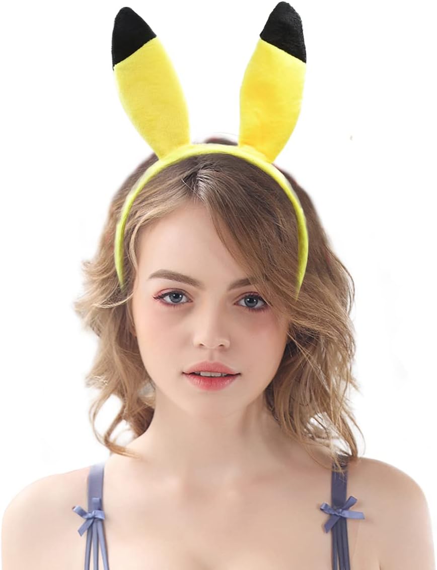 HODRME Yellow Cartoon Ears Headband for Halloween Christmas Party Cosplay Costume