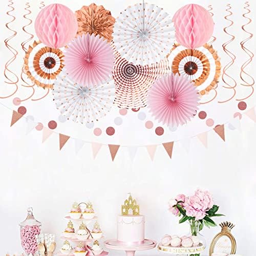 Rose Gold Pink White Party Decorations 33pcs