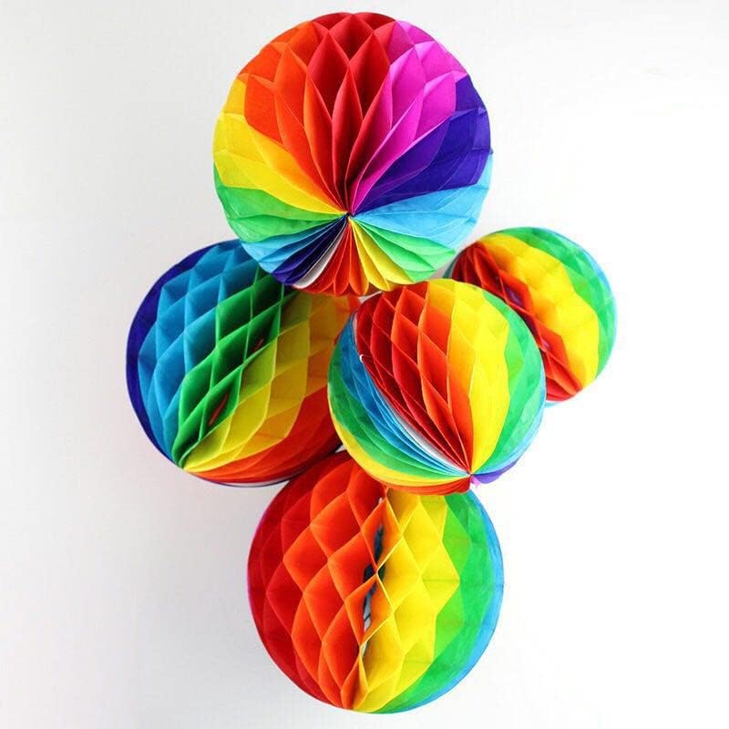 Binpeng Rainbow Honeycomb Tissue Party Balls 10in Set