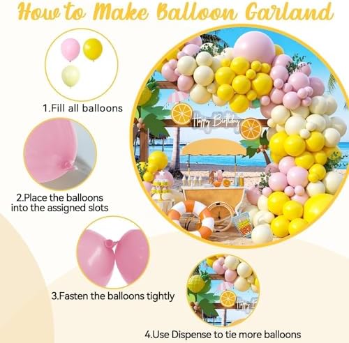 Pink and Yellow Balloon Arch Decor Kit 122Pcs