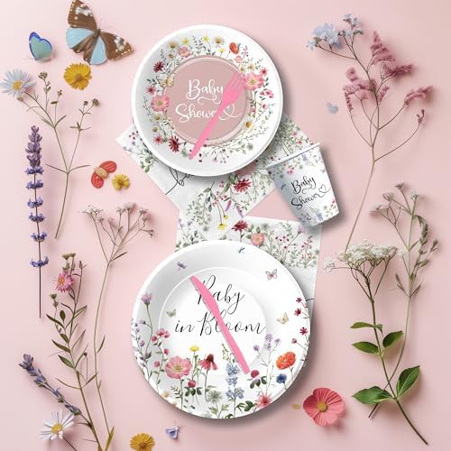 Floral Baby Shower Tableware Set for 24 Guests