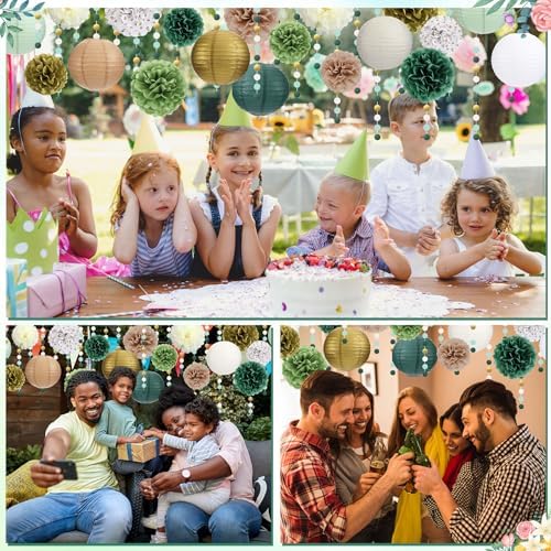 Glooglitter 26 Pcs Sage Green Party Decorations