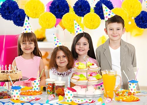 Yellow and Blue Tissue Pom Poms Paper Kit DIY Decor