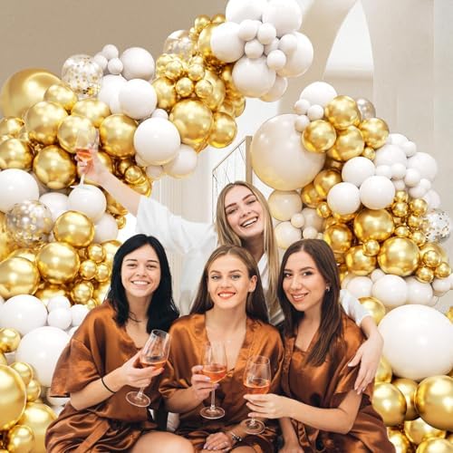 134pcs White and Gold Balloon Arch Kit for Parties