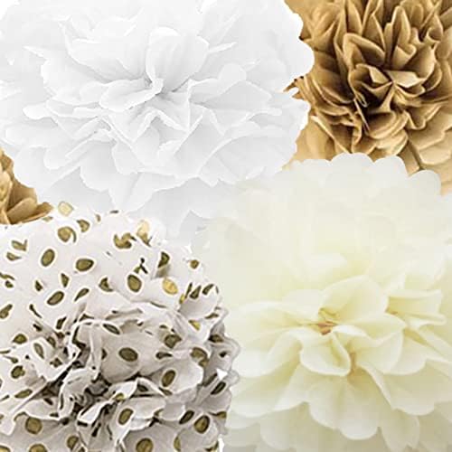 Tissue Paper Pompoms 22 Pcs Khaki Beige White Party Decor