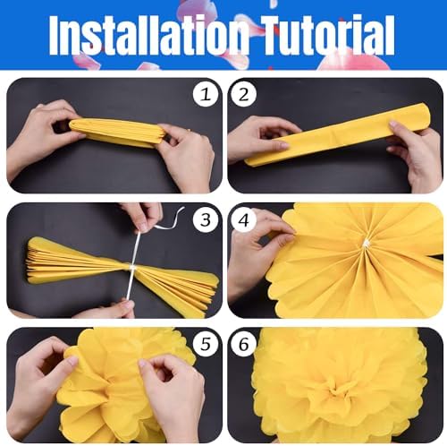 Qimoo 20pcs Lake Blue Paper Pom Poms Decorations