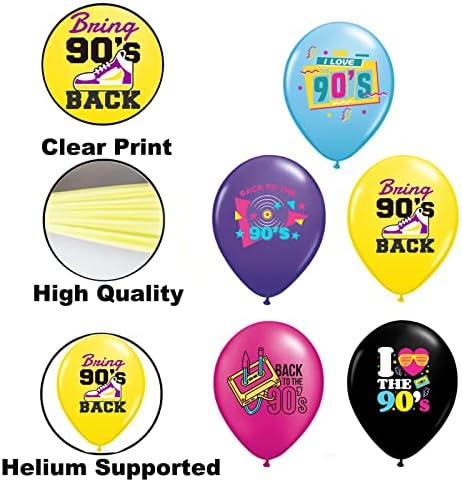 90s Party Balloons 40 Pack Retro Neon Decorations